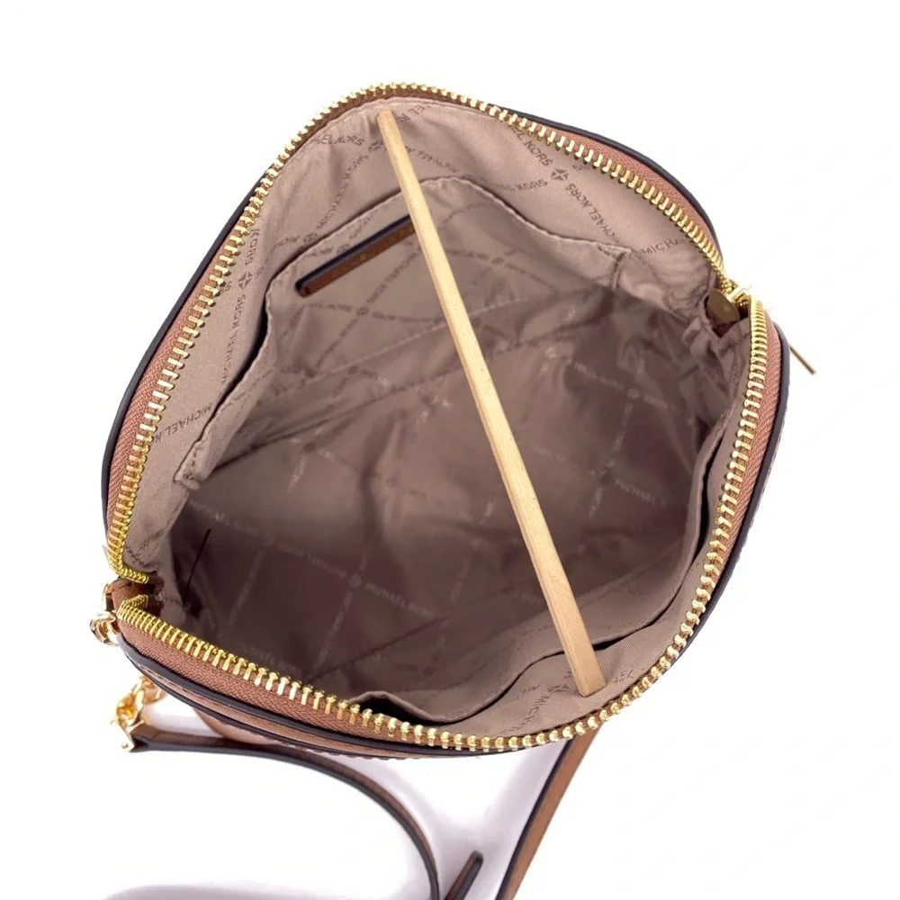 New Michael Kors Jet Set Travel Medium Dome Crossbody Leather Luggage